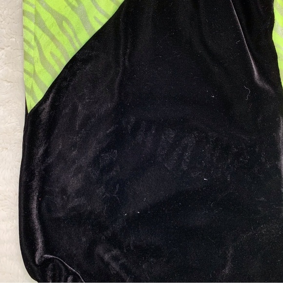 GK Elite Girl's Gymnastic Dance Leotard Black Green Neon Zebra Print Size AM - Picture 8 of 14
